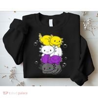 Kawaii Axolotl Pile Nonbinary Flag LGBTQ Sweatshirt thumb 2