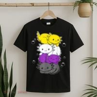Kawaii Axolotl Pile Nonbinary Flag LGBTQ T-Shirt thumb 2