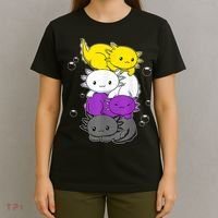 Kawaii Axolotl Pile Nonbinary Flag LGBTQ T-Shirt thumb 4