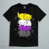 Kawaii Axolotl Pile Nonbinary Flag LGBTQ T-Shirt thumb 5