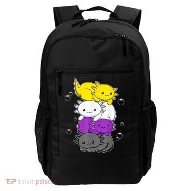 Kawaii Axolotl Pile Nonbinary Flag LGBTQ Backpack
