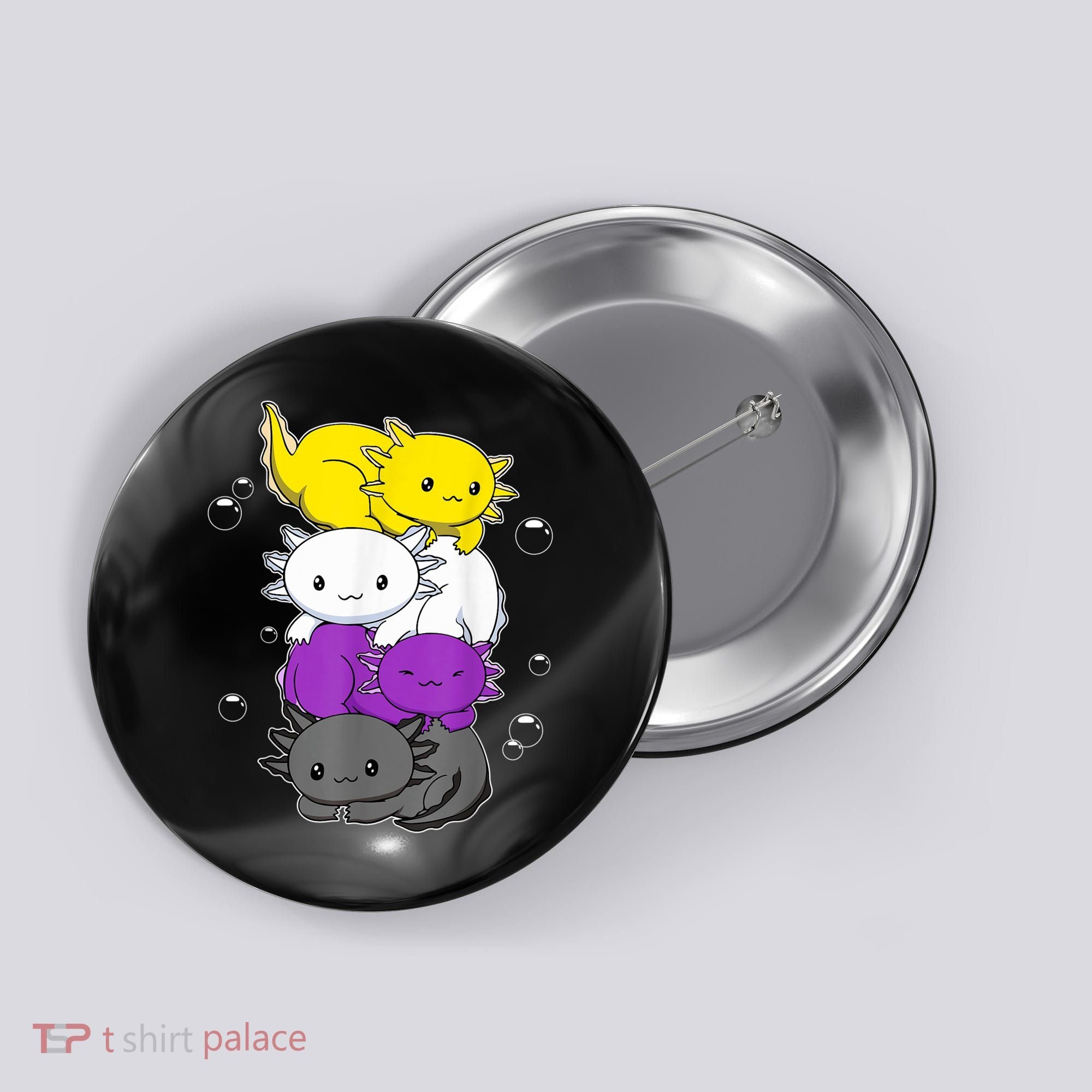 Kawaii Axolotl Pile Nonbinary Flag LGBTQ Button