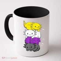 Kawaii Axolotl Pile Nonbinary Flag LGBTQ Coffee Mug thumb 0