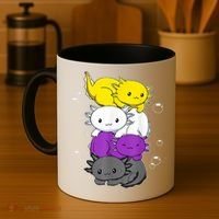 Kawaii Axolotl Pile Nonbinary Flag LGBTQ Coffee Mug thumb 4