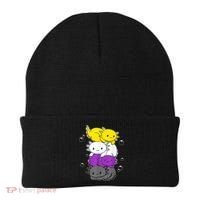 Kawaii Axolotl Pile Nonbinary Flag LGBTQ Beanie thumb 0