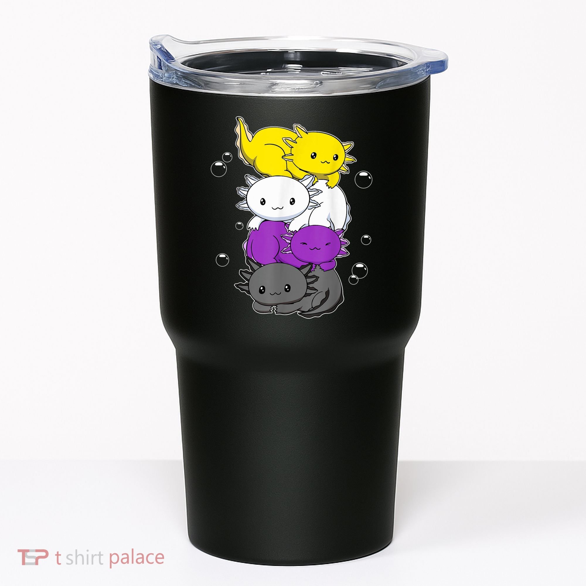 Kawaii Axolotl Pile Nonbinary Flag LGBTQ Tumbler