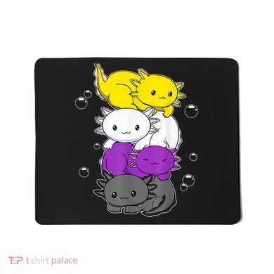 Kawaii Axolotl Pile Nonbinary Flag LGBTQ Mousepad