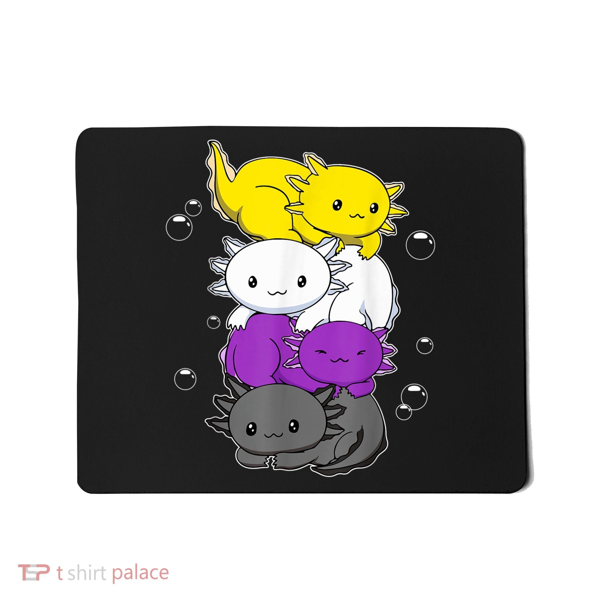 Kawaii Axolotl Pile Nonbinary Flag LGBTQ Mousepad