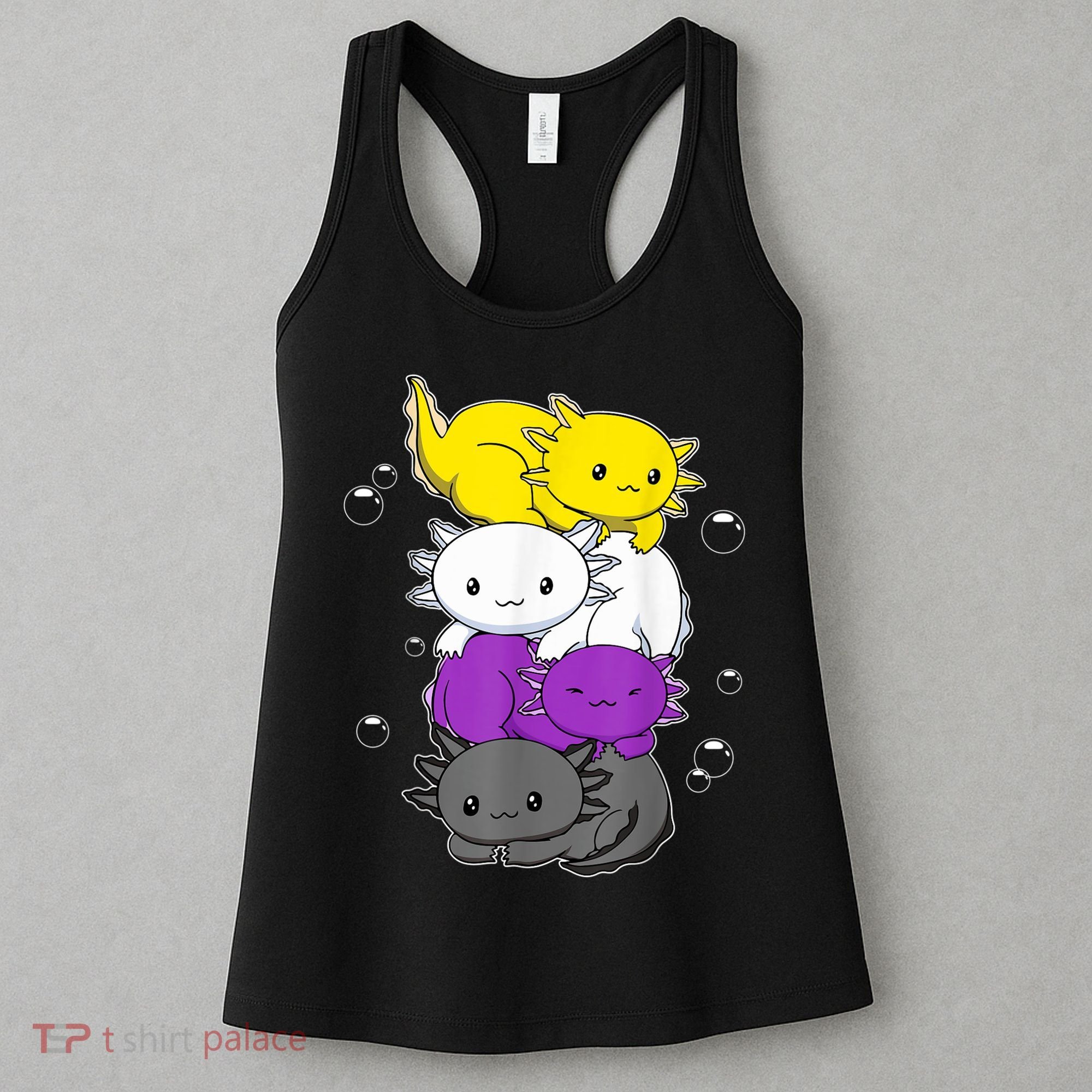 Kawaii Axolotl Pile Nonbinary Flag LGBTQ Women's Tank Top