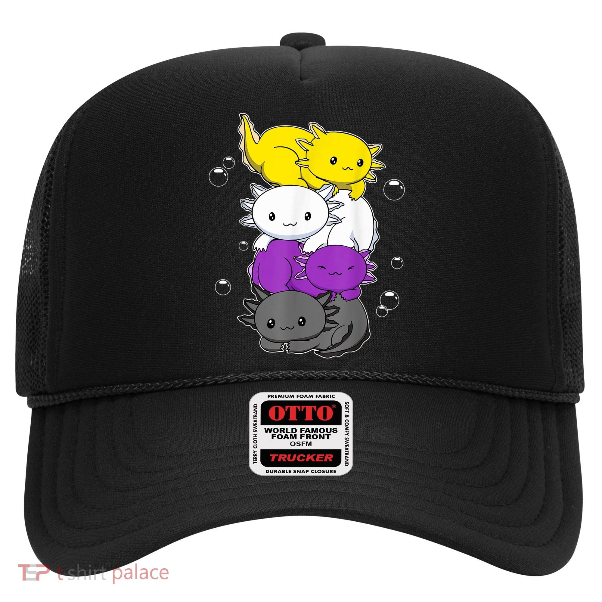 Kawaii Axolotl Pile Nonbinary Flag LGBTQ Hat