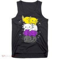 Kawaii Axolotl Pile Nonbinary Flag LGBTQ Tank Top thumb 0