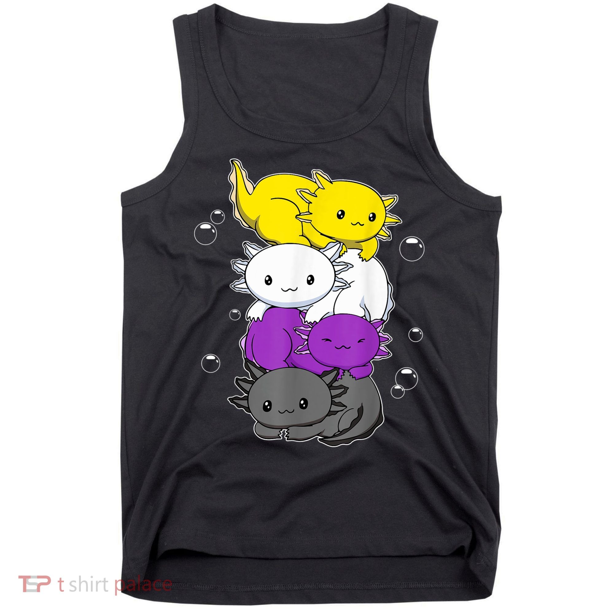 Kawaii Axolotl Pile Nonbinary Flag LGBTQ Tank Top