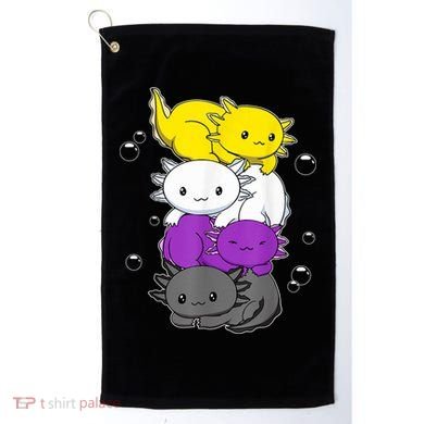 Kawaii Axolotl Pile Nonbinary Flag LGBTQ Golf Towel
