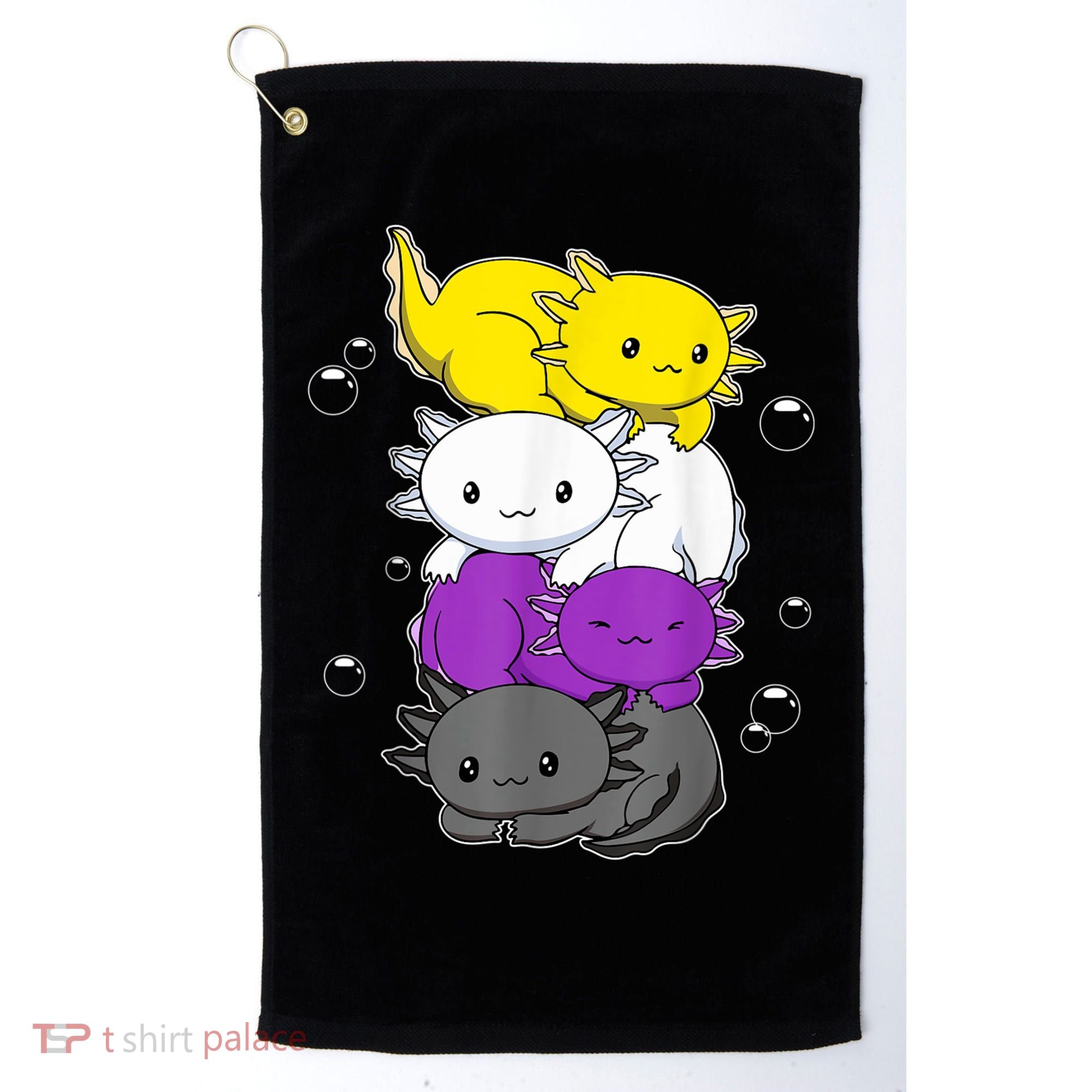 Kawaii Axolotl Pile Nonbinary Flag LGBTQ Golf Towel