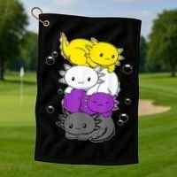Kawaii Axolotl Pile Nonbinary Flag LGBTQ Golf Towel thumb 1