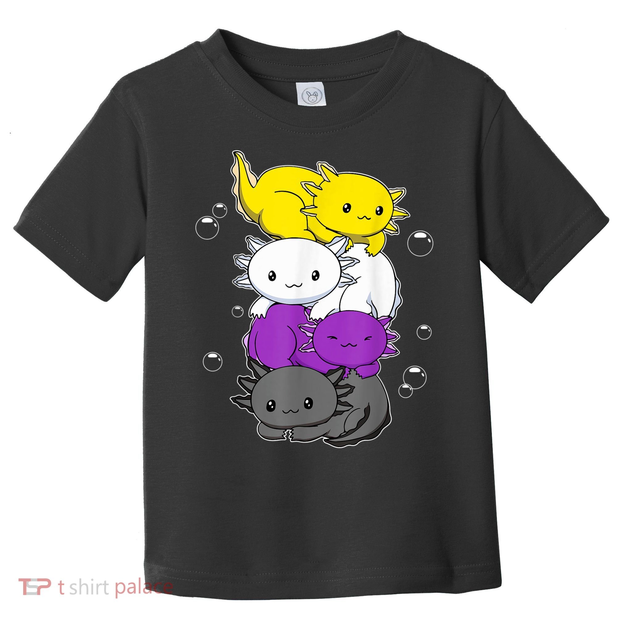 Kawaii Axolotl Pile Nonbinary Flag LGBTQ Toddler T-Shirt