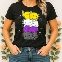 Kawaii Axolotl Pile Nonbinary Flag LGBTQ Women's T-Shirt thumb 2