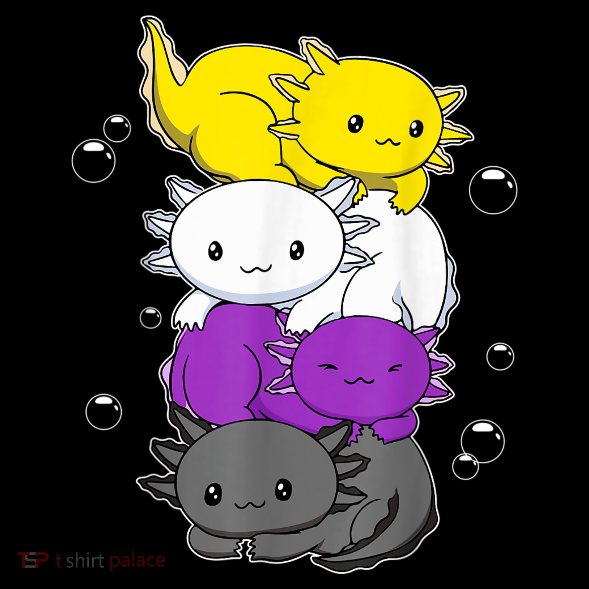 Kawaii Axolotl Pile Nonbinary Flag LGBTQ Kids Sweatshirt
