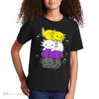 Kawaii Axolotl Pile Nonbinary Flag LGBTQ Kids T-Shirt thumb 2
