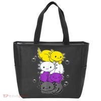 Kawaii Axolotl Pile Nonbinary Flag LGBTQ Tote Bag thumb 0