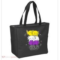 Kawaii Axolotl Pile Nonbinary Flag LGBTQ Tote Bag thumb 2