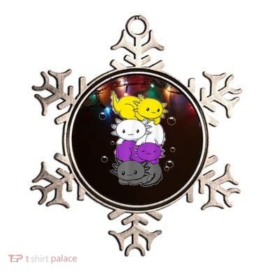 Kawaii Axolotl Pile Nonbinary Flag LGBTQ Ornament