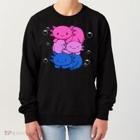 Kawaii Axolotl Pile Bisexual Pride Flag Bi LGBTQ  Women's Sweatshirt thumb 0
