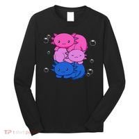Kawaii Axolotl Pile Bisexual Pride Flag Bi LGBTQ  Long Sleeve Shirt thumb 0