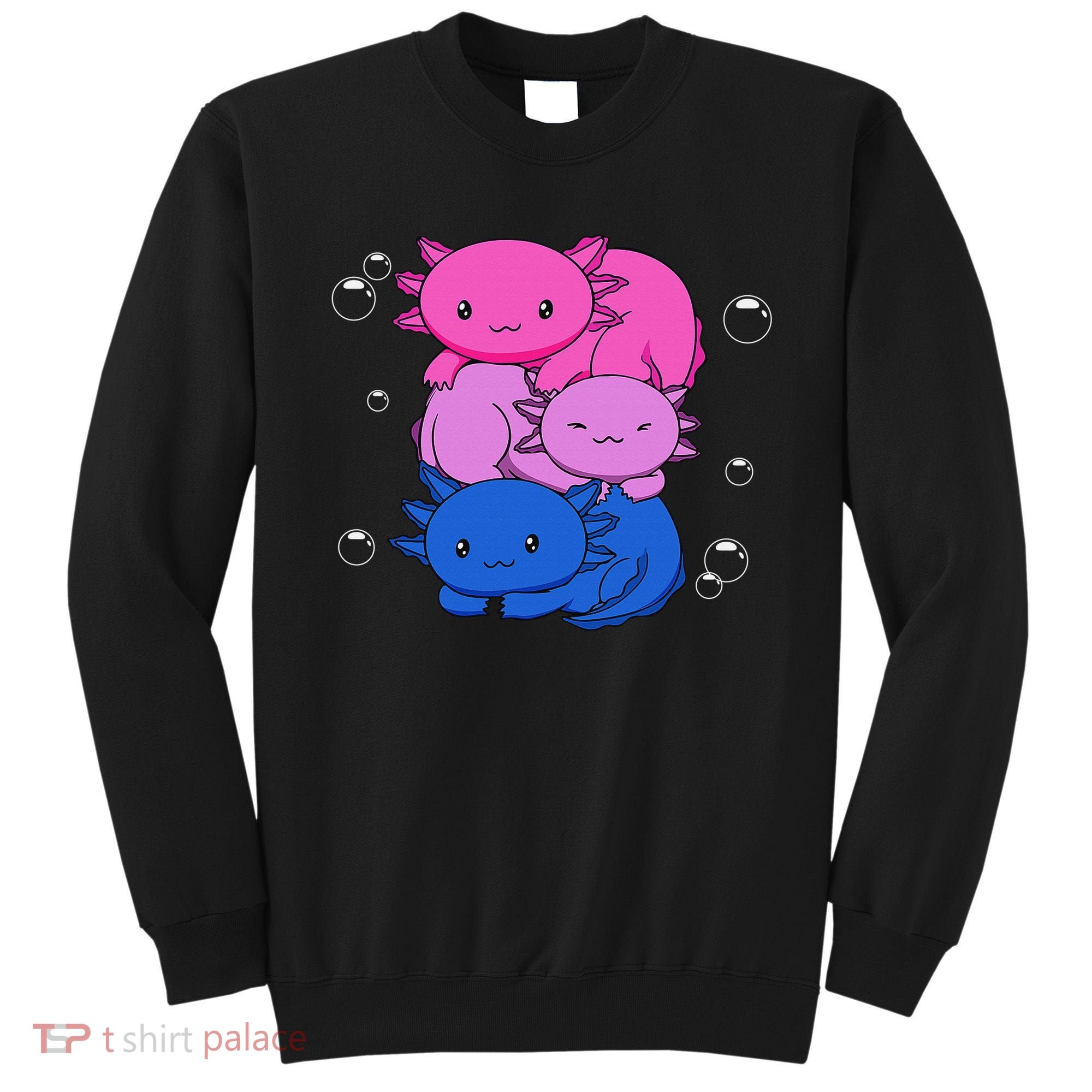 Kawaii Axolotl Pile Bisexual Pride Flag Bi LGBTQ  Sweatshirt