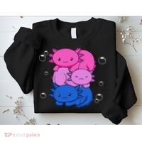 Kawaii Axolotl Pile Bisexual Pride Flag Bi LGBTQ  Sweatshirt thumb 2