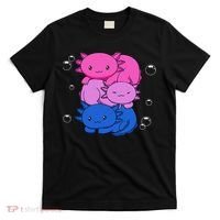 Kawaii Axolotl Pile Bisexual Pride Flag Bi LGBTQ  T-Shirt thumb 0