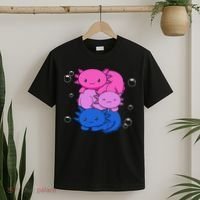 Kawaii Axolotl Pile Bisexual Pride Flag Bi LGBTQ  T-Shirt thumb 2