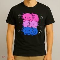 Kawaii Axolotl Pile Bisexual Pride Flag Bi LGBTQ  T-Shirt thumb 3