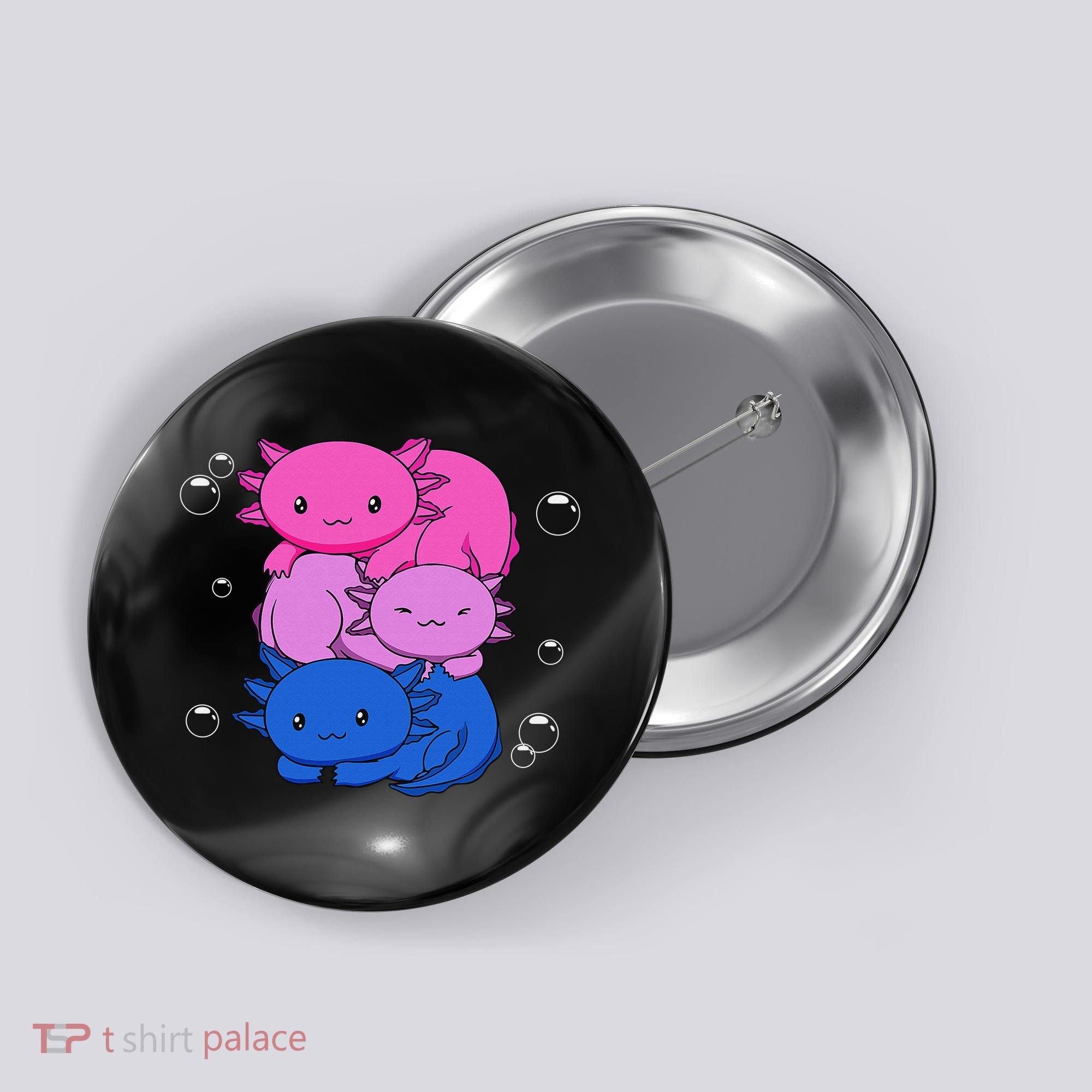 Kawaii Axolotl Pile Bisexual Pride Flag Bi LGBTQ  Button