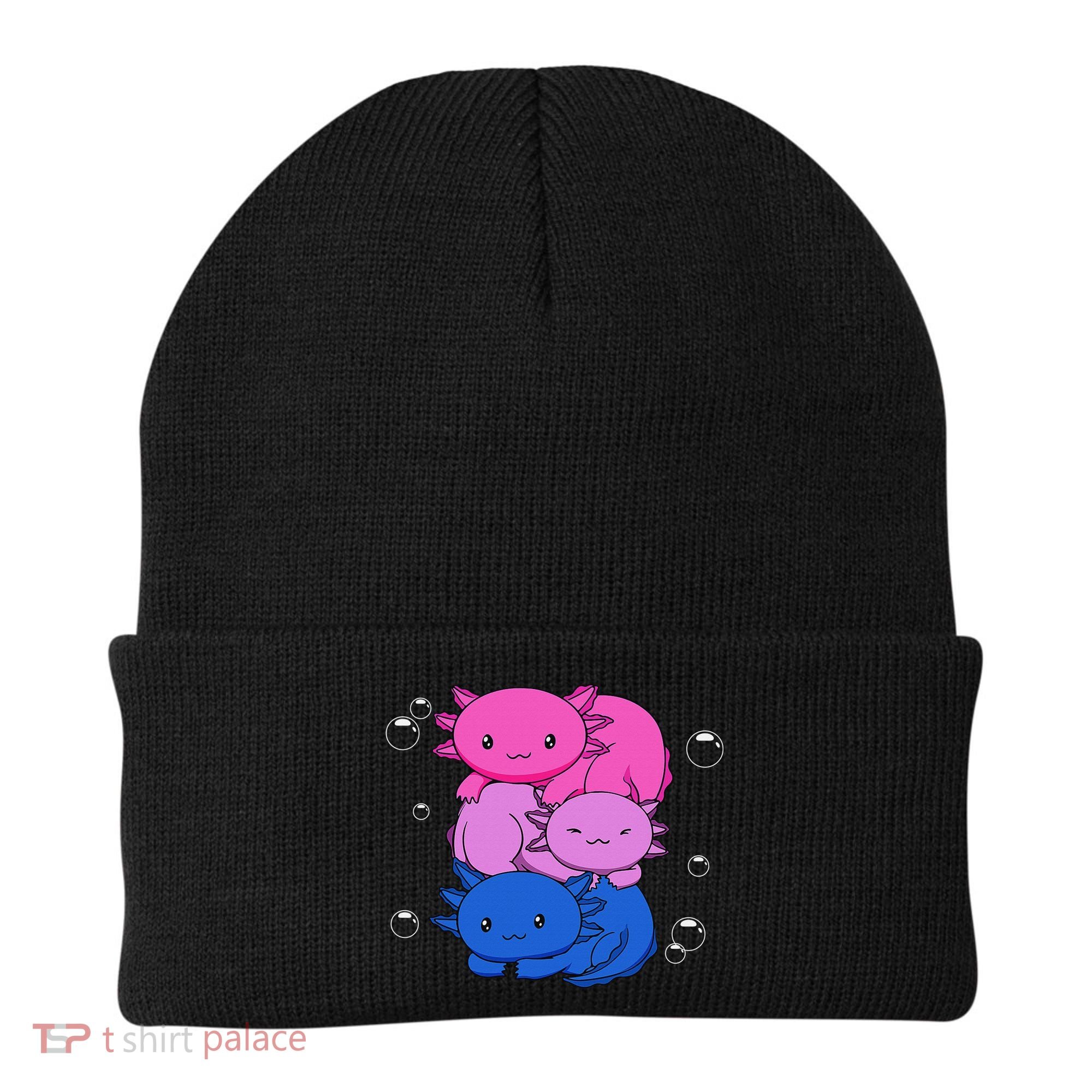 Kawaii Axolotl Pile Bisexual Pride Flag Bi LGBTQ  Beanie