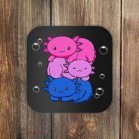 Kawaii Axolotl Pile Bisexual Pride Flag Bi LGBTQ  Coaster thumb 0