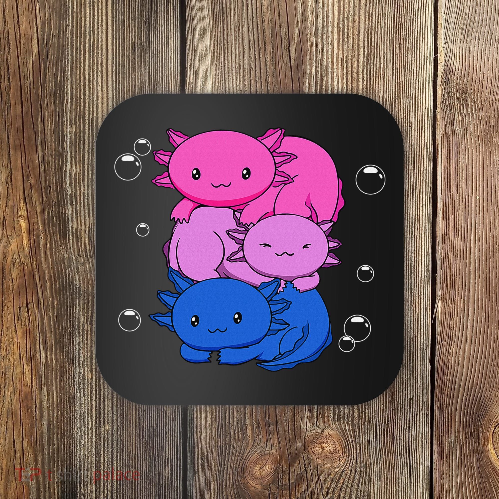 Kawaii Axolotl Pile Bisexual Pride Flag Bi LGBTQ  Coaster
