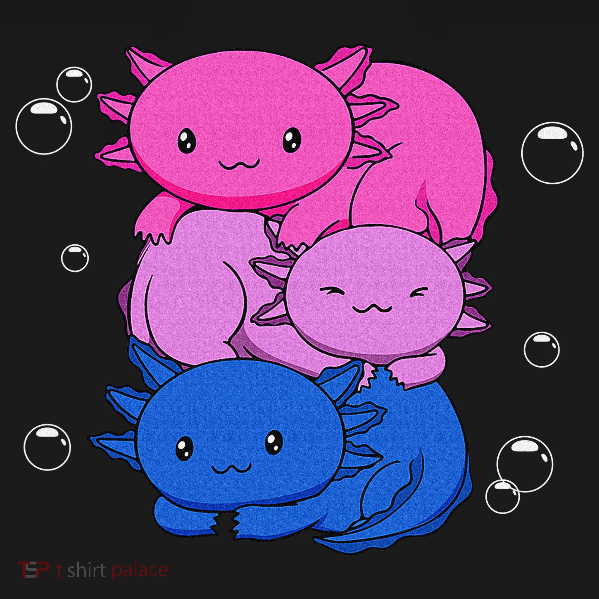 Kawaii Axolotl Pile Bisexual Pride Flag Bi LGBTQ  Women's Hoodie