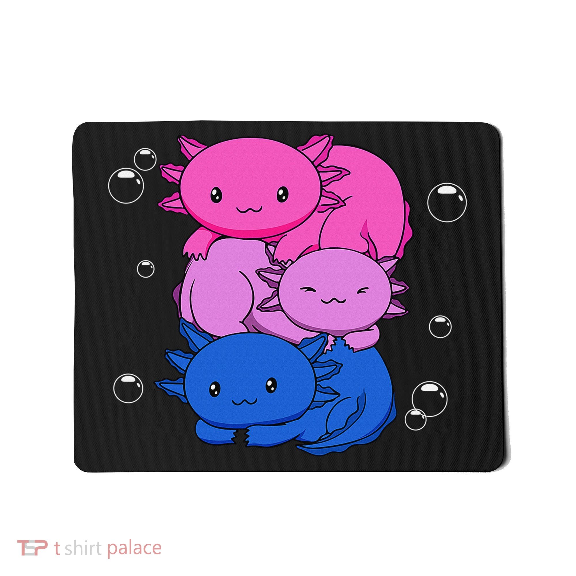 Kawaii Axolotl Pile Bisexual Pride Flag Bi LGBTQ  Mousepad