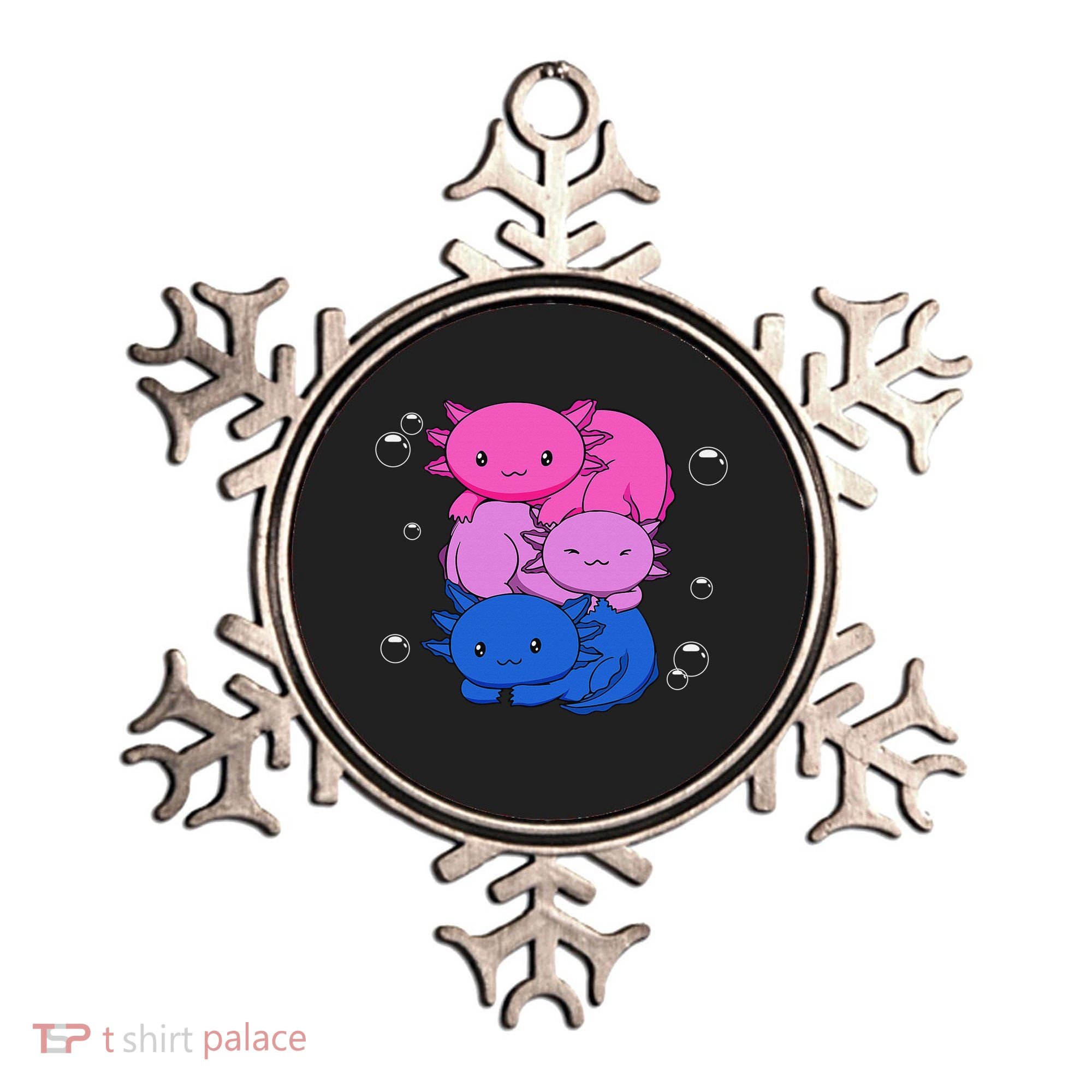 Kawaii Axolotl Pile Bisexual Pride Flag Bi LGBTQ  Ornament
