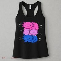 Kawaii Axolotl Pile Bisexual Pride Flag Bi LGBTQ  Women's Tank Top thumb 3