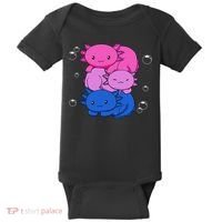Kawaii Axolotl Pile Bisexual Pride Flag Bi LGBTQ  Baby Bodysuit thumb 0