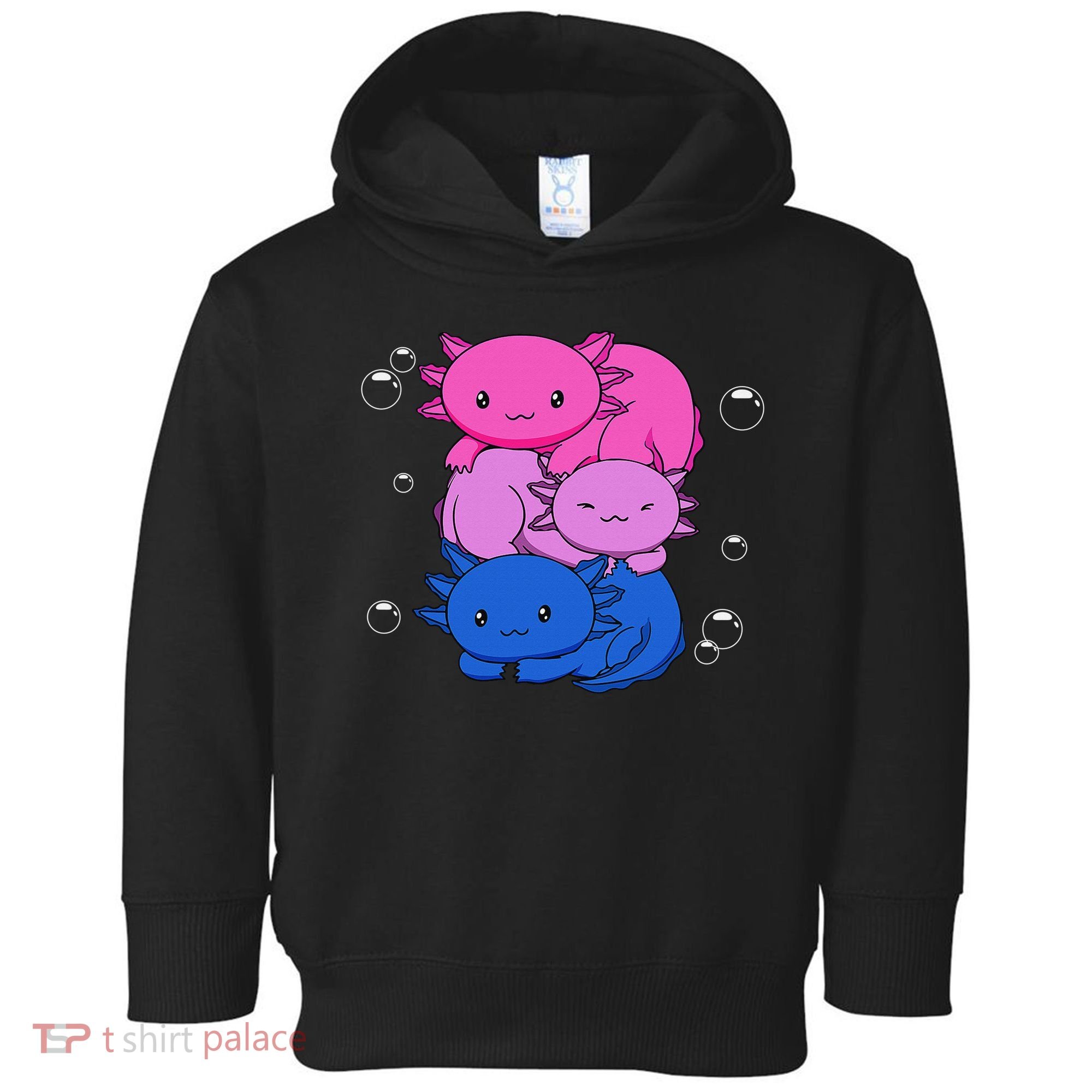 Kawaii Axolotl Pile Bisexual Pride Flag Bi LGBTQ  Toddler Hoodie
