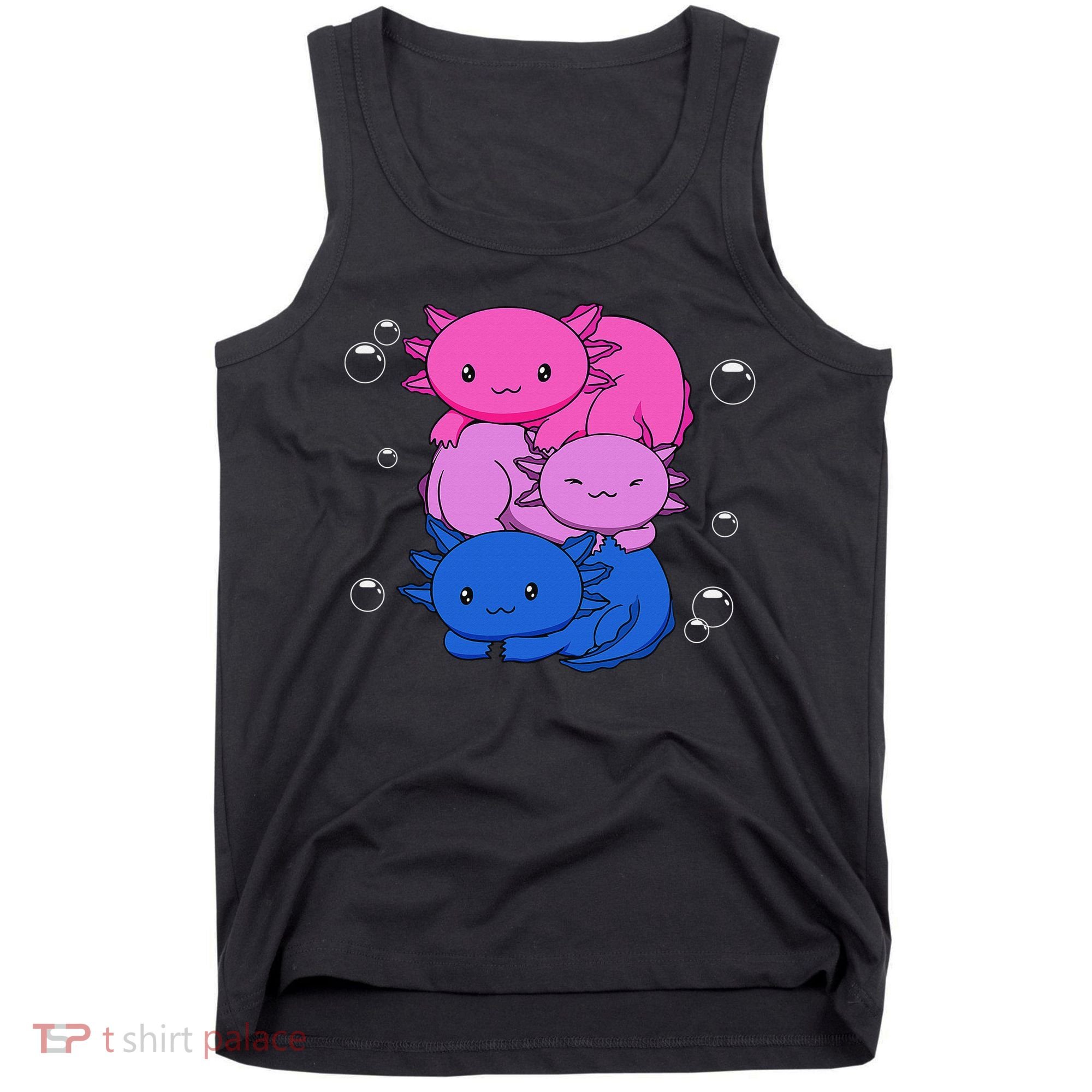 Kawaii Axolotl Pile Bisexual Pride Flag Bi LGBTQ  Tank Top