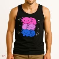 Kawaii Axolotl Pile Bisexual Pride Flag Bi LGBTQ  Tank Top thumb 3