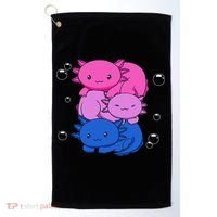 Kawaii Axolotl Pile Bisexual Pride Flag Bi LGBTQ  Golf Towel thumb 0