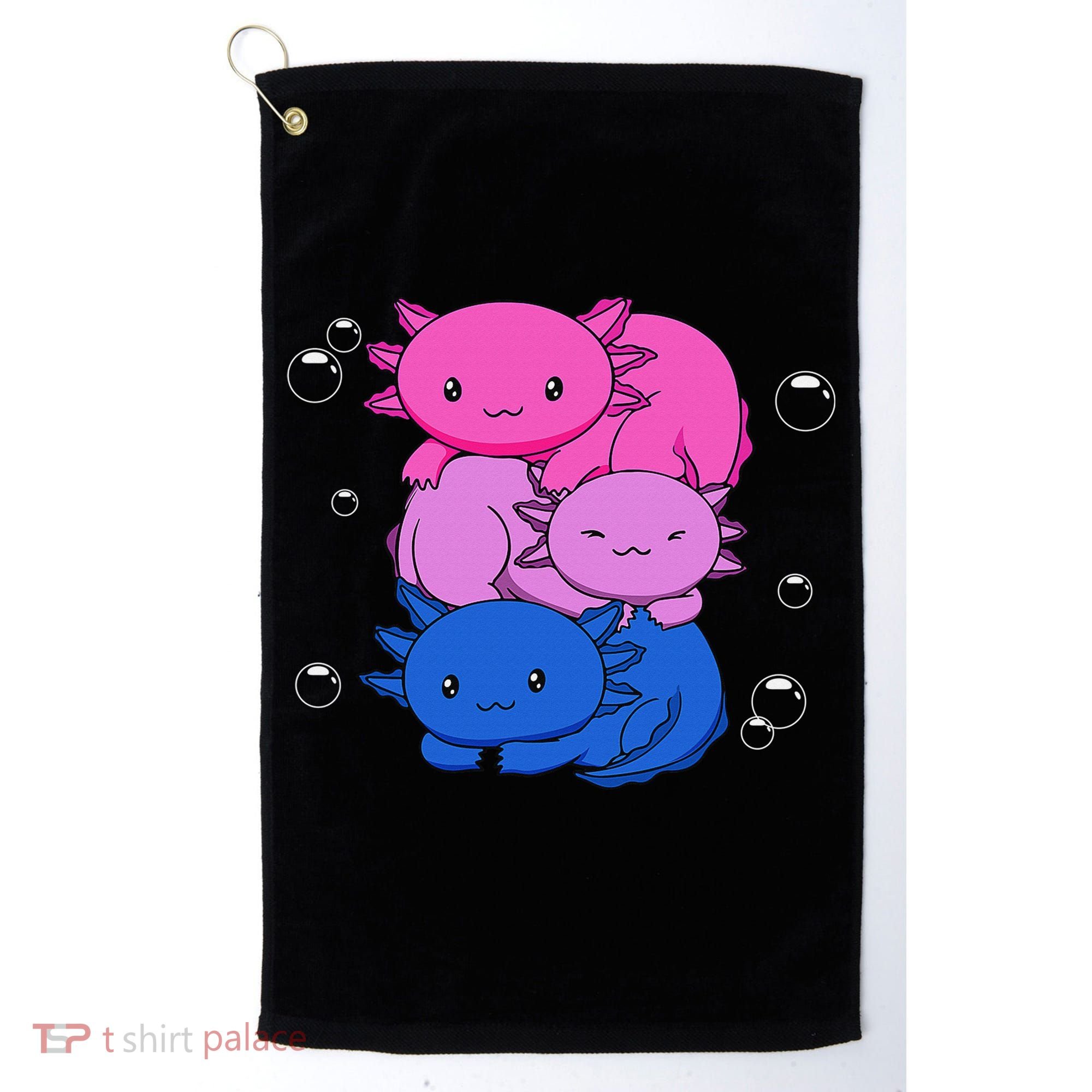 Kawaii Axolotl Pile Bisexual Pride Flag Bi LGBTQ  Golf Towel