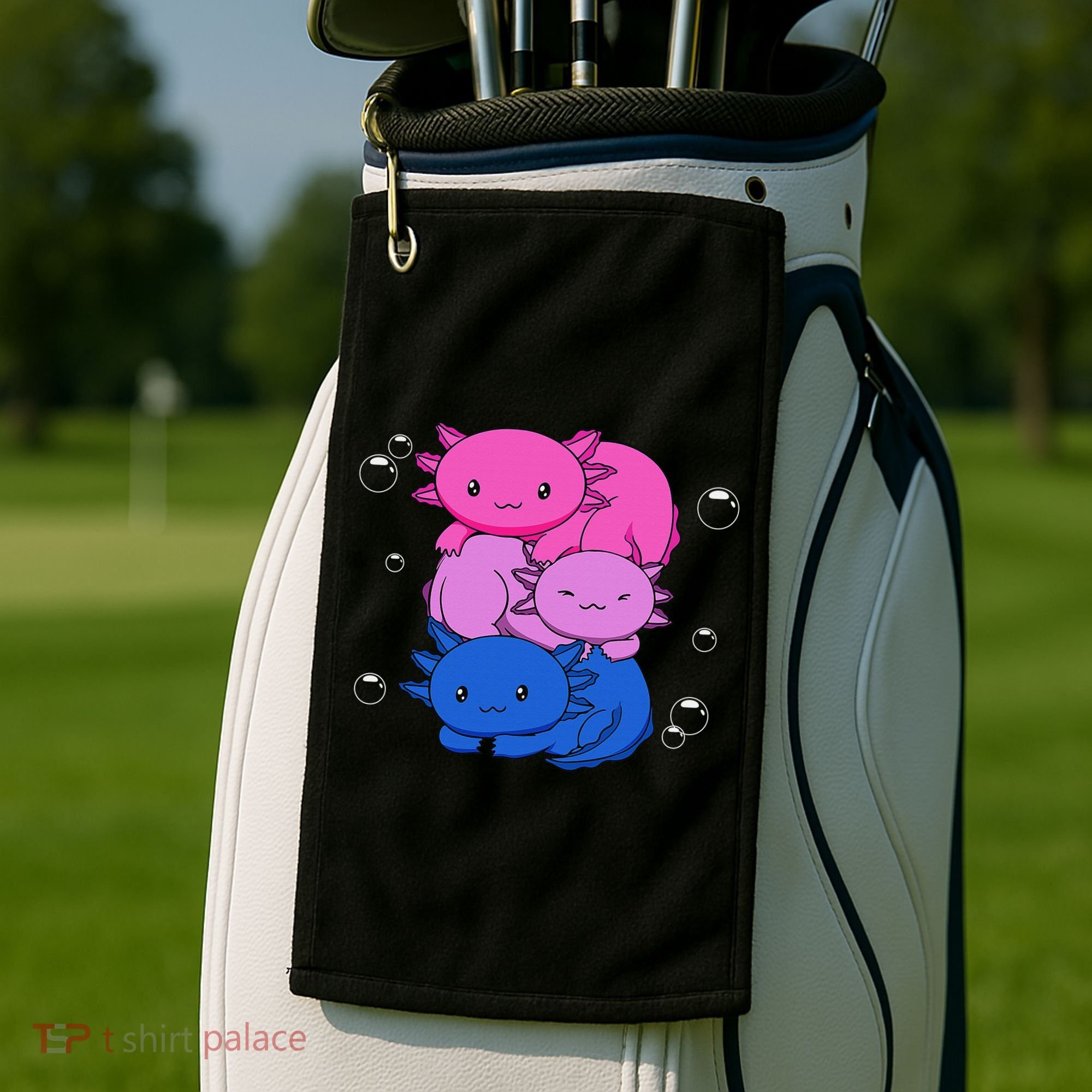 Kawaii Axolotl Pile Bisexual Pride Flag Bi LGBTQ  Golf Towel