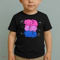 Kawaii Axolotl Pile Bisexual Pride Flag Bi LGBTQ  Toddler T-Shirt thumb 2