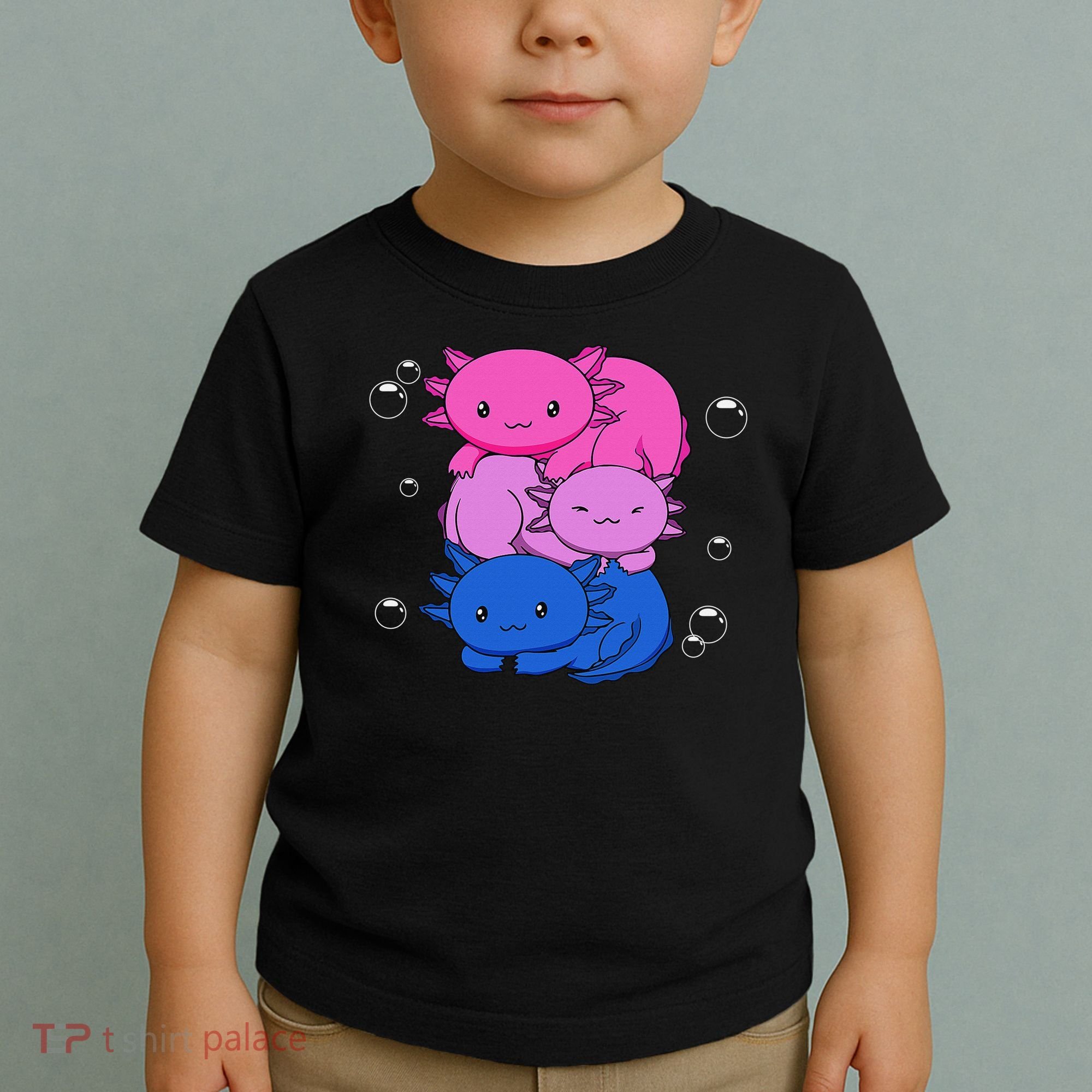 Kawaii Axolotl Pile Bisexual Pride Flag Bi LGBTQ  Toddler T-Shirt